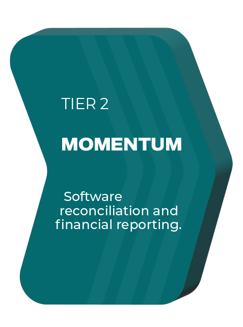 Tier 2: Momentum. Software reconciliation and financial reporting (graphic)